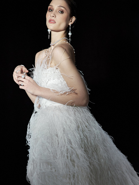 White Feather Tulle Dress, 8 White Feather Tulle Dress, 8