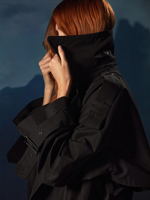 Black Leather Trim Cotton Trench Coat, 11 Black Leather Trim Cotton Trench Coat, 11