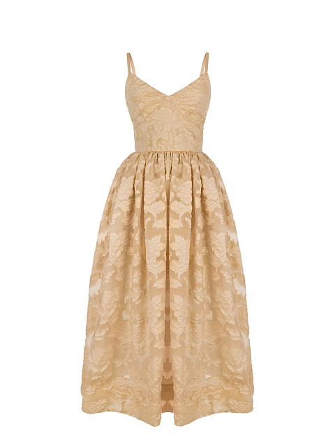 Beige Organza Midi Dress, 1 Beige Organza Midi Dress, 1