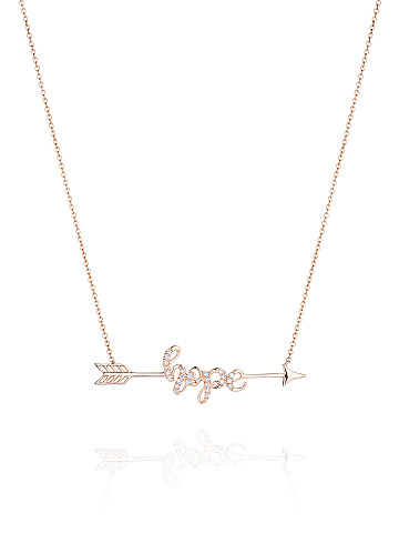 "hope" pendant necklace in rose gold and diamonds, 1