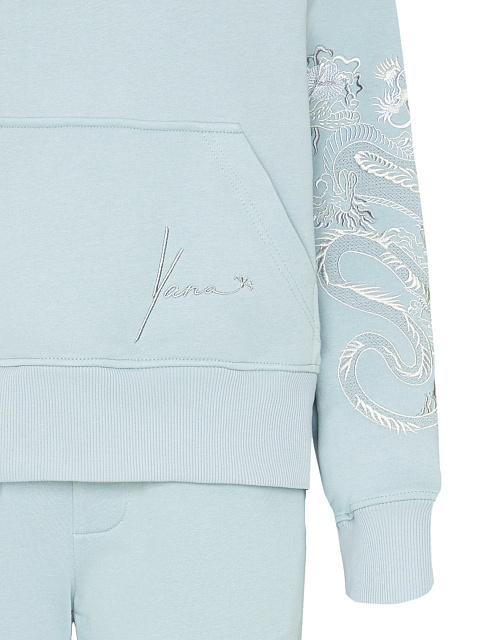 Dragons Embroidered Light Blue Jersey Suit, 3