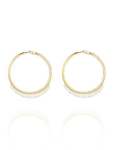 Hoop earrings in yellow gold with diamonds, 1