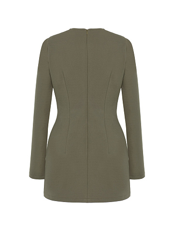 Khaki Mini Dress With Slits, 2