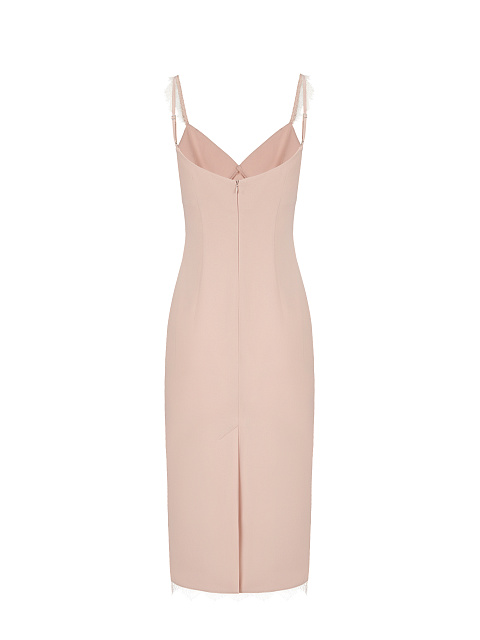 Pink Lace Trimmed Midi Dress, 2 Pink Lace Trimmed Midi Dress, 2
