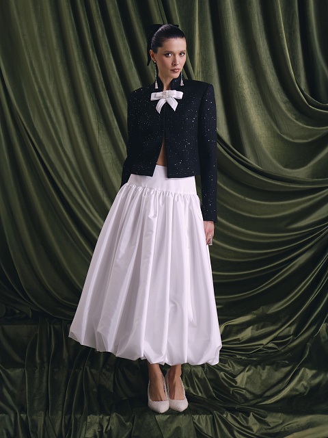 White Taffeta Midi Skirt, 5 White Taffeta Midi Skirt, 5