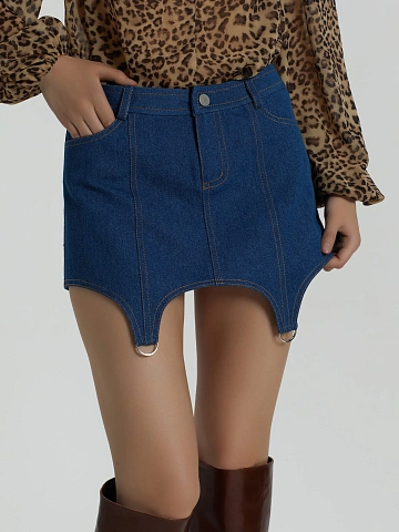 Blue Ultra Mini Denim Skirt, 2