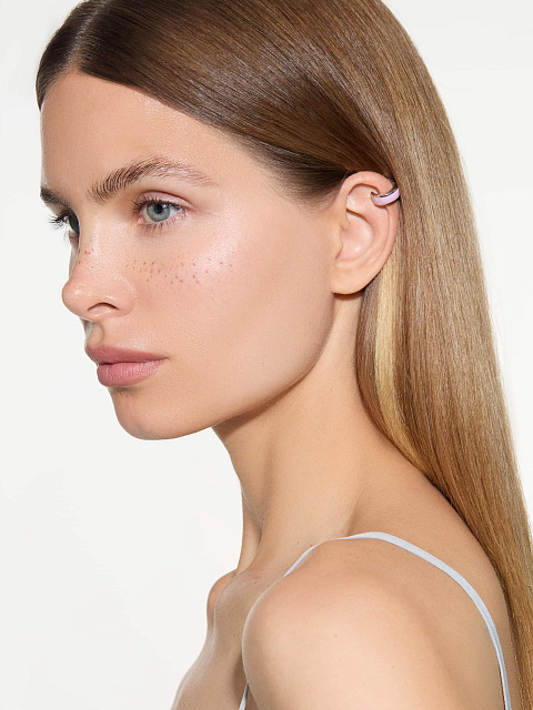 Wide white gold ear cuff with Sakura enamel, 3