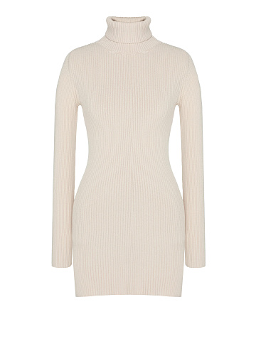 Light Beige Rib Jersey Mini Dress, 1