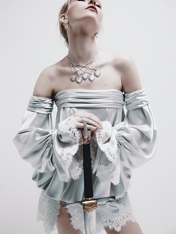 5 Senses white gold necklace with heart-cut mother-of-pearl, 2