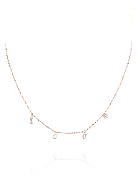 Rose Gold & Round-cut Diamonds "Love" Necklace, 1