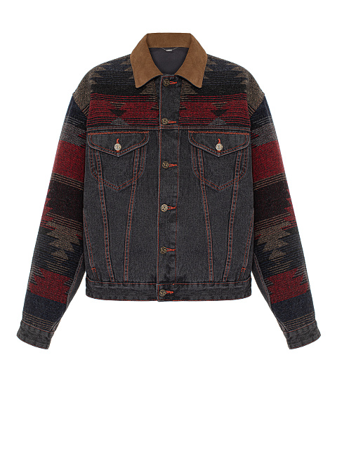 Grey Wool & Suede Trim Denim Jacket, 1 Grey Wool & Suede Trim Denim Jacket, 1