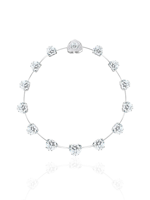 Heart Aquamarine, Round Diamond & White Gold Necklace, 1