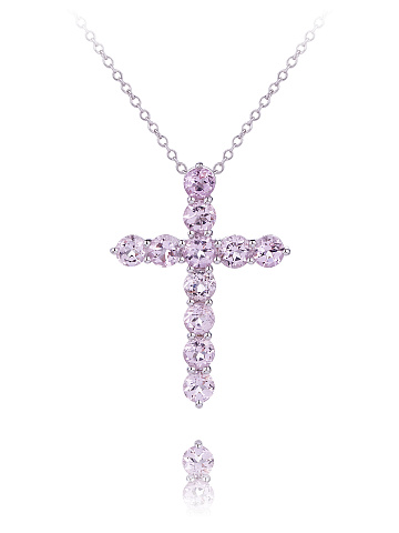 White Gold, Diamonds & Morganite Cross Pendant Necklace, 1