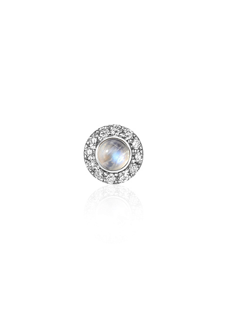 Single white gold earring with moonstone and diamonds, 1