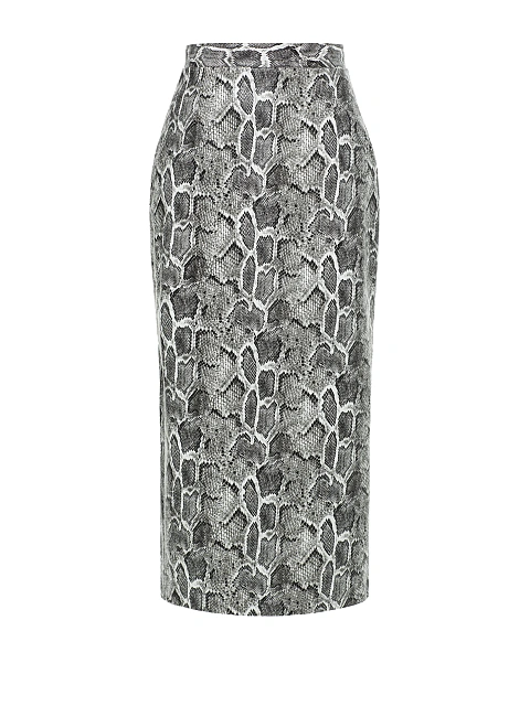 Grey faux leather midi skirt with snakeskin print, 1 Grey faux leather midi skirt with snakeskin print, 1