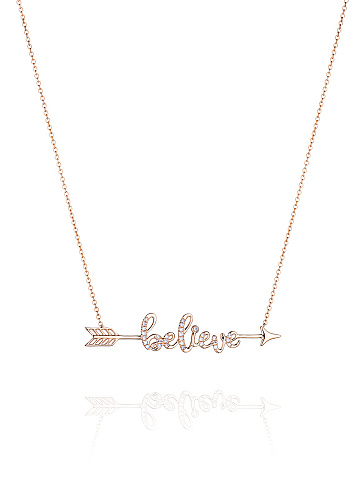 Rose Gold & Diamonds "Believe" Necklace, 1