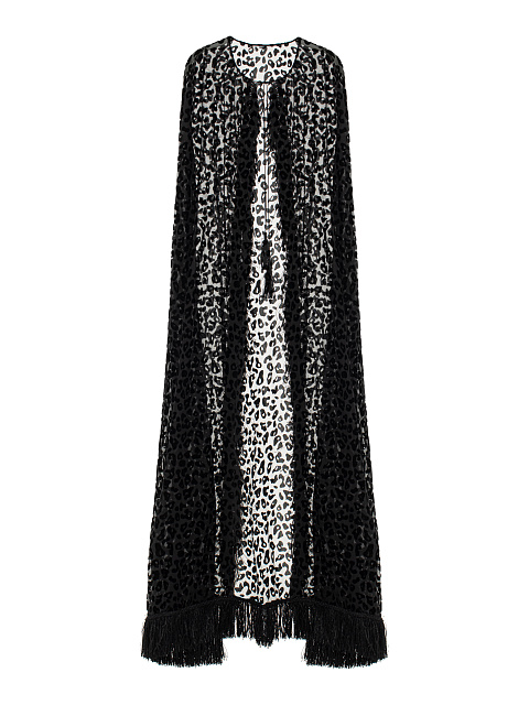 Black Leopard Print Chiffon Cape, 2 Black Leopard Print Chiffon Cape, 2