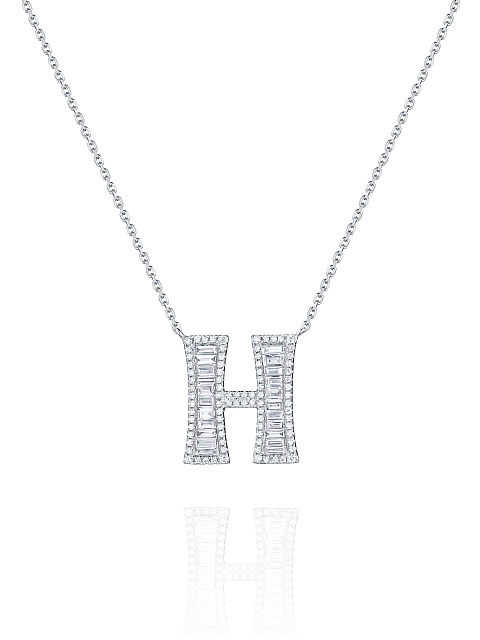 Necklace with an H‑shaped pendant in white gold and diamonds, 1
