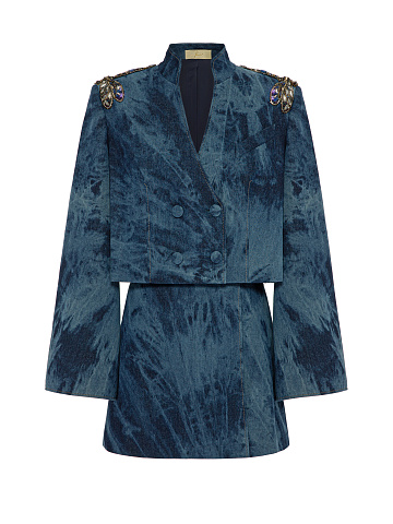 Blue Denim Tie-Dye Jacket & Skirt, 1