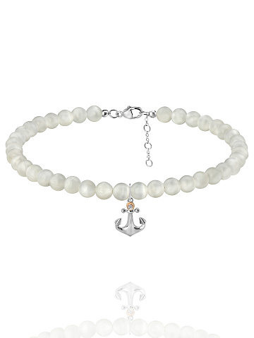 Moonstone & Diamond Silver Anchor Choker, 1