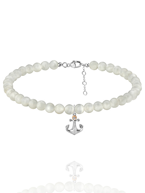 Moonstone & Diamond Silver Anchor Choker, 1