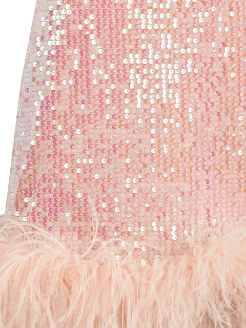 Pink Sequined Feather-Trimmed Mini Dress, 3 Pink Sequined Feather-Trimmed Mini Dress, 3