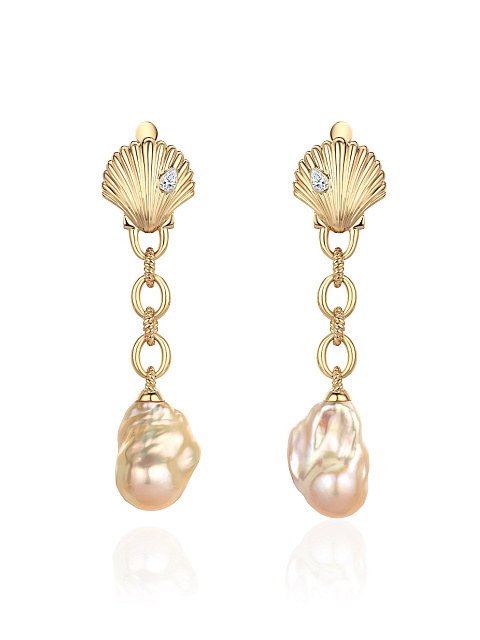 Long earrings with Baroque pearls, 1