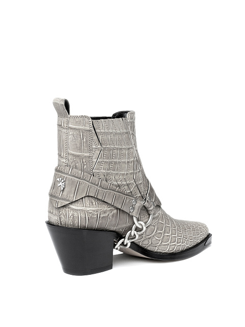 Light Grey Crocodile Leather Cowboy Boots, 3