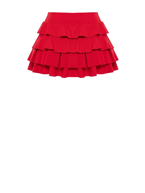 Red Ruffle Jersey Mini Skirt, 3 Red Ruffle Jersey Mini Skirt, 3