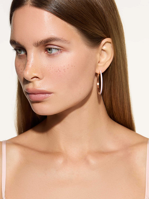 Rose gold hoops with Sakura colored enamel, 2