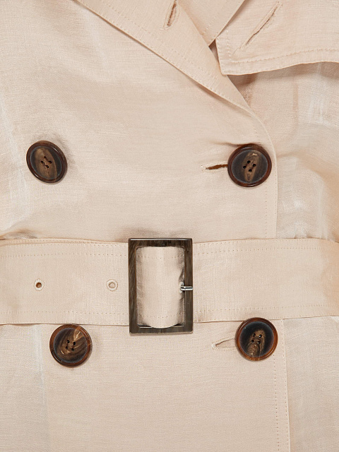 Light peach linen double-breasted trenchcoat , 3