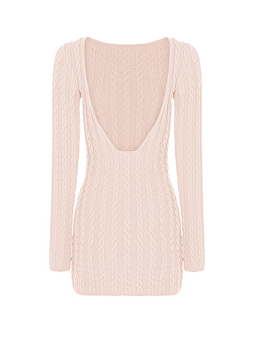 Light Pink Knitted Open Back Mini Dress, 2