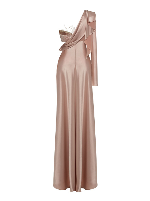 Dust Pink Asymmetric Draped Silk Maxi Dress, 5 Dust Pink Asymmetric Draped Silk Maxi Dress, 5
