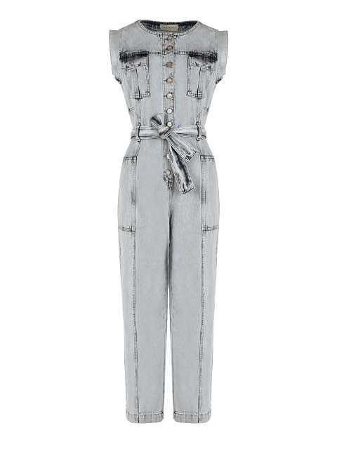 Light Grey Denim Jumpsuit, 1
