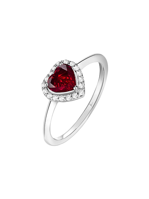 Ruby, Round Diamond & White Gold Ring , 1