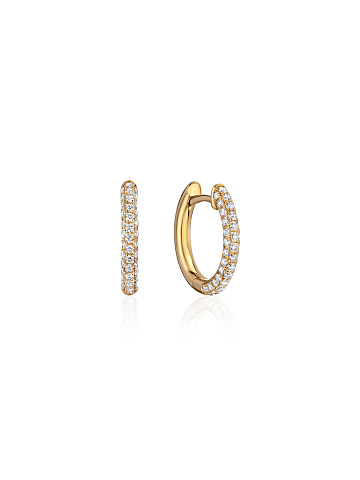 Yellow gold hoops with diamonds, 1