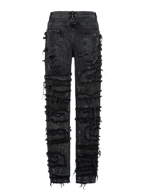 Black Distressed Cotton Jeans, 2