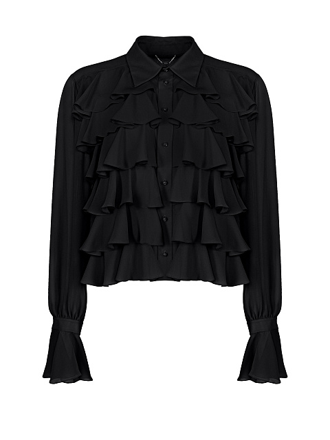 Black Ruffle Chiffon Blouse, 1 Black Ruffle Chiffon Blouse, 1
