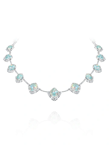 White gold necklace with opals and diamonds       , 2
