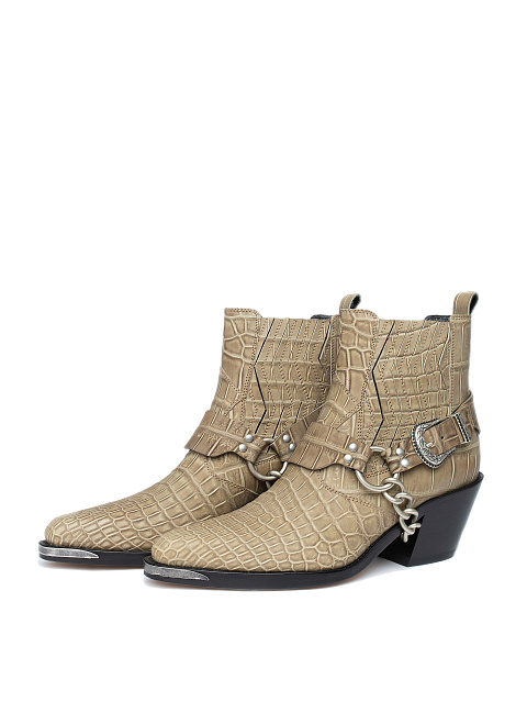 Light Khaki Crocodile Leather Cowboy Boots, 1