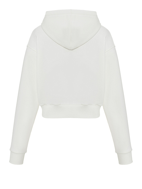 Cropped white hoodie with embroidery, 3 Cropped white hoodie with embroidery, 3
