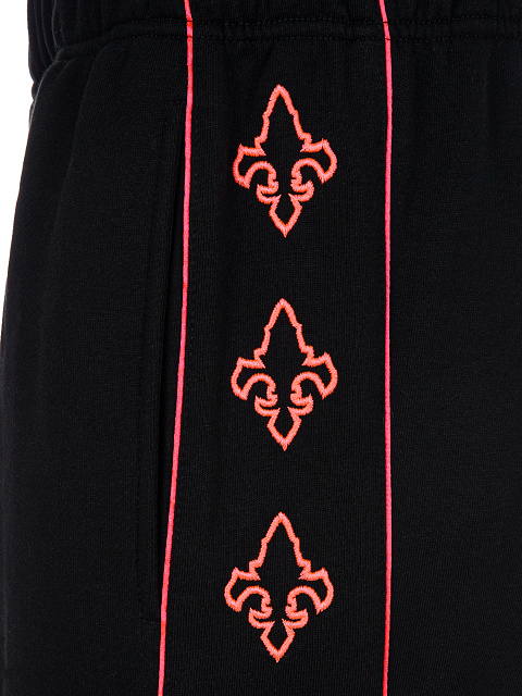 Black & Hot Pink Lily Embroidered Jersey Suit, 5 Black & Hot Pink Lily Embroidered Jersey Suit, 5