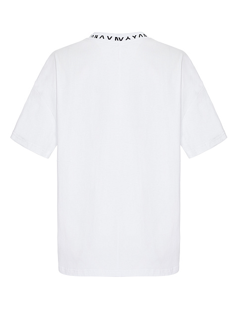 Men's White Neck Print Cotton T-shirt, 2