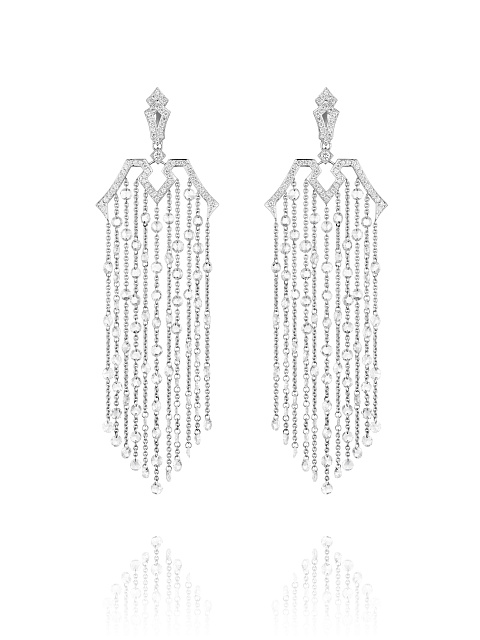 Round Diamond, Rose Cut Diamond & White Gold Earrings, 1