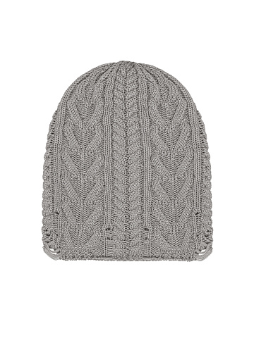 Light Grey Distressed Cotton Beanie, 1