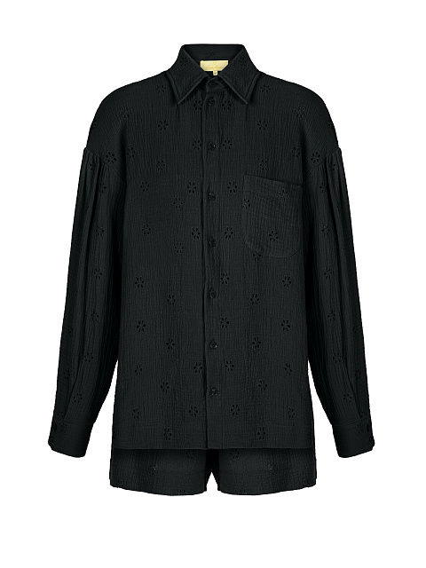 Black Embroidered Muslin Set, 1 Black Embroidered Muslin Set, 1