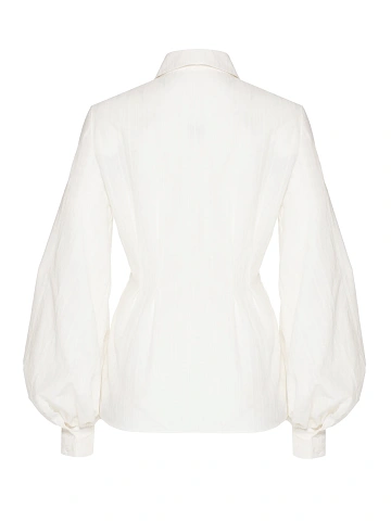 White striped cotton blouse with voluminous sleeves, 2
