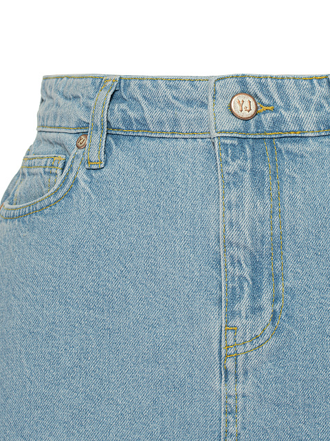 Light Blue Denim Mini Skirt, 4