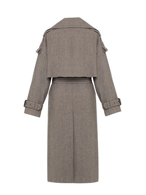 Brown Double Breasted Cashmere Trench, 2 Brown Double Breasted Cashmere Trench, 2