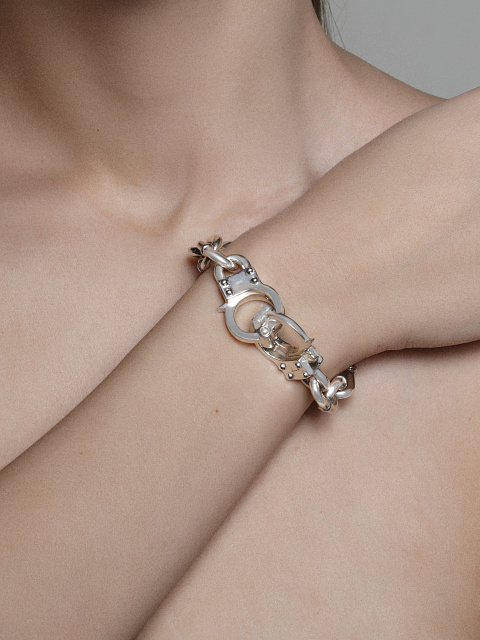 Silver Handcuffs Bracelet, 2